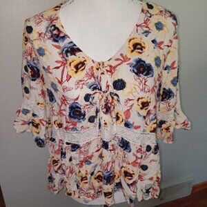 Plus Size Milkmaid Top Peplum Hem ruffled tiered bell sleeves